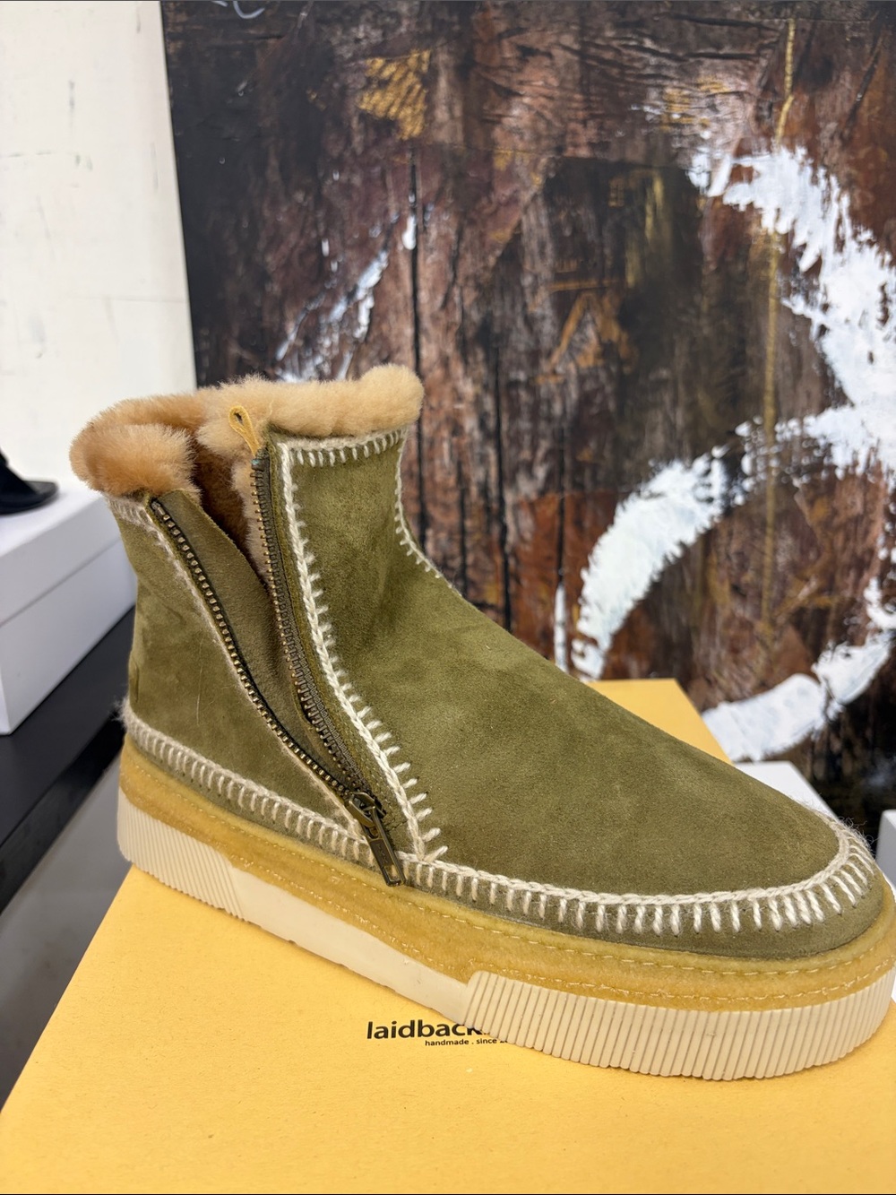 Laidback London Setsu 6.0 Fern Suede Fur Boot Size Women’s 41